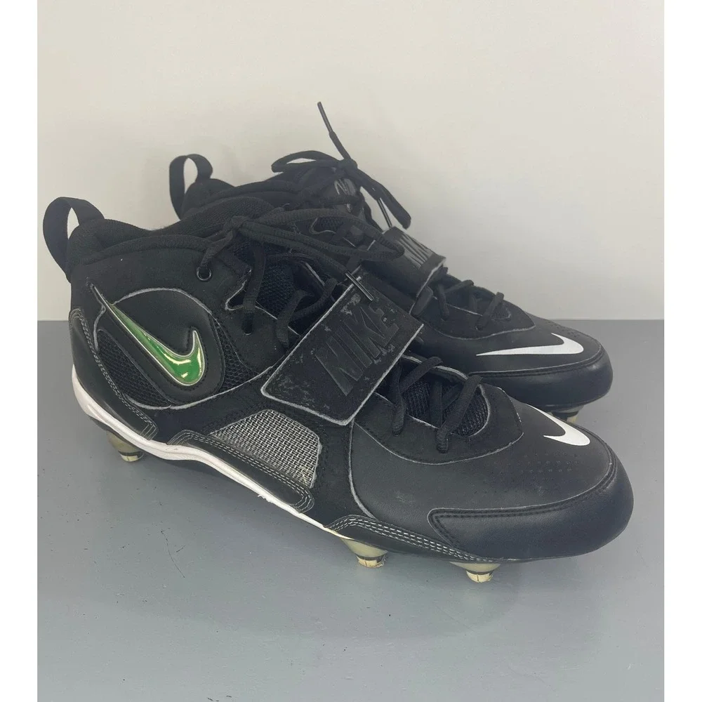 Men's Nike Black Football Cleats Mid Strap Size 11.5 Athletic Shoes‎ 354046-011